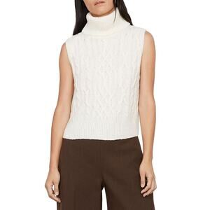 Vince 'Twisted' White Cable Knit Sleeveless Top Size M
